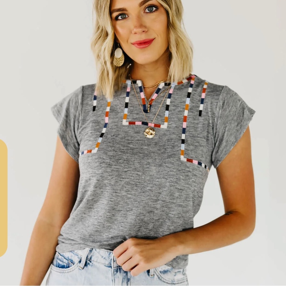 Gray Patterned Women's Top